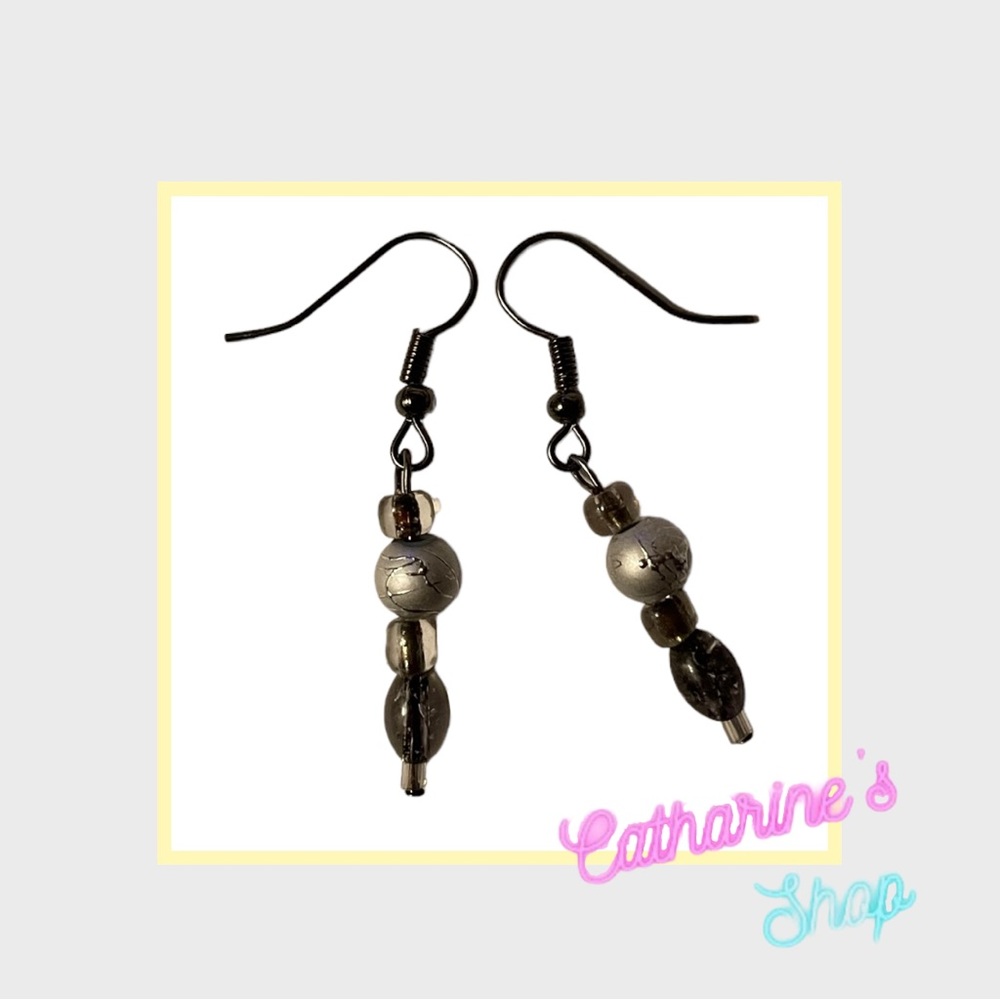 Silver Beaded Earrings